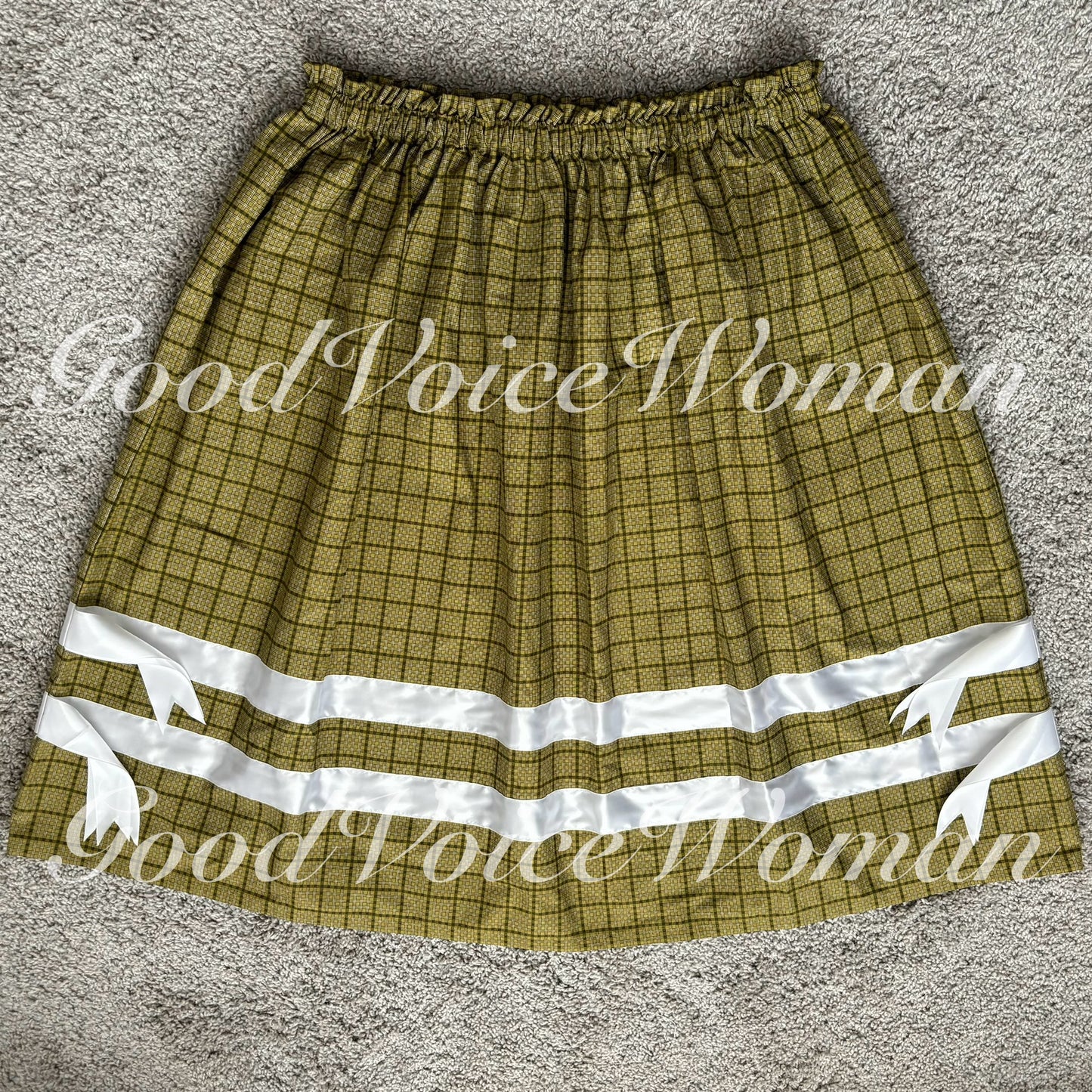 Olive Green Ribbon Skirt