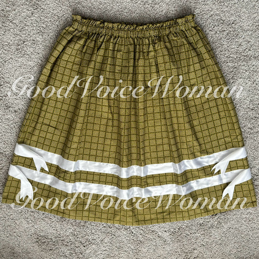 Olive Green Ribbon Skirt