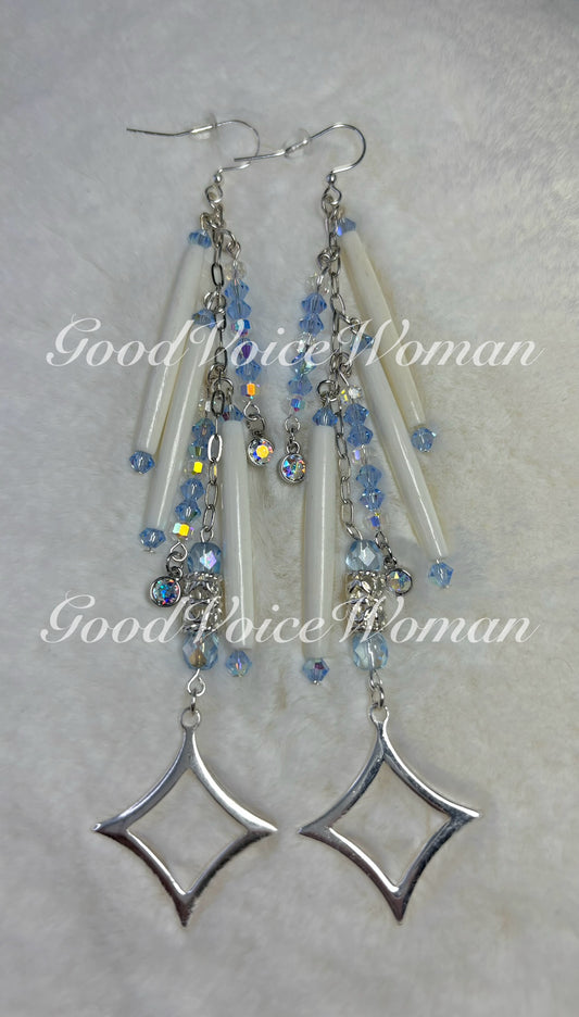 Blue Bone Star Earrings